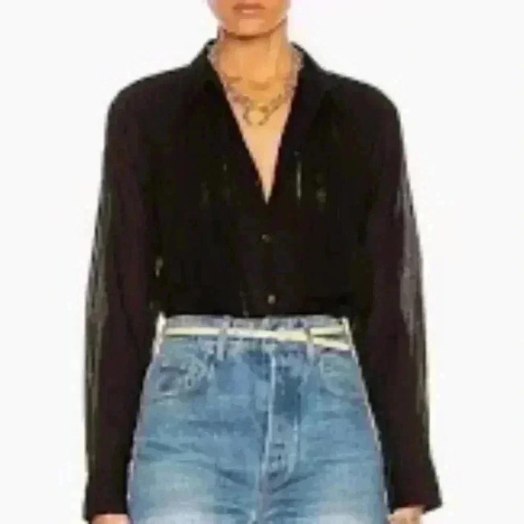 Nili Lotan Harmonia Eyelet Shirt/Blouse in Black XS. - Picture 1 of 10